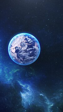 View from space to earth oceans plants spacecraft flies near terraformed Mars in the solar system. swirling clouds, and the planet s curve at dawn, dramatic atmosphere and outer space background