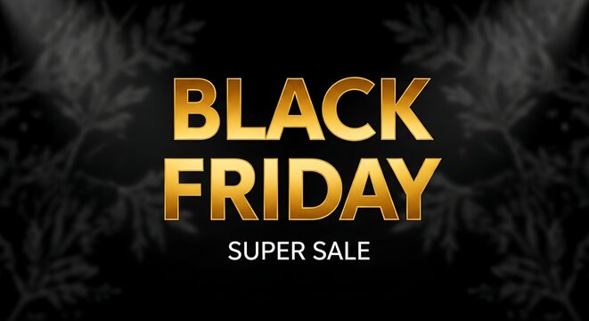 Black friday super sale golden text on a dramatic black background