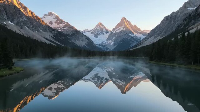 Mountain Lake Reflection at Sunrise - Scenic Wilderness Landscape
