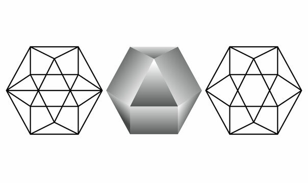 cuboctahedron, rectified cube, or rectified octahedron. vector outline and silhouette