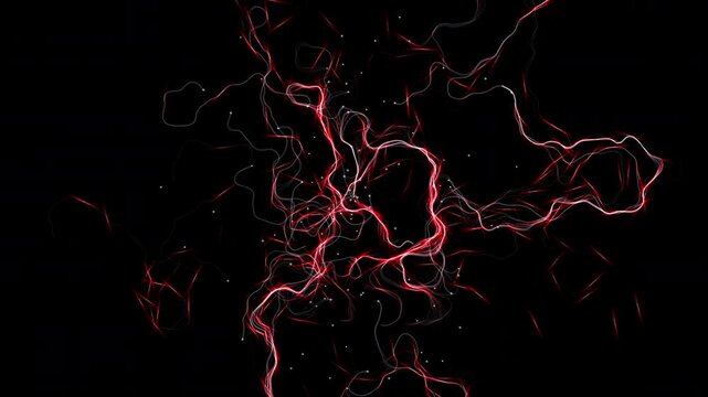 Crimson data pulses race through a chaotic dark grey fiber optic capillary network. Visualizing critical state load balancing, perfect for enterprise IT and data center brand films.