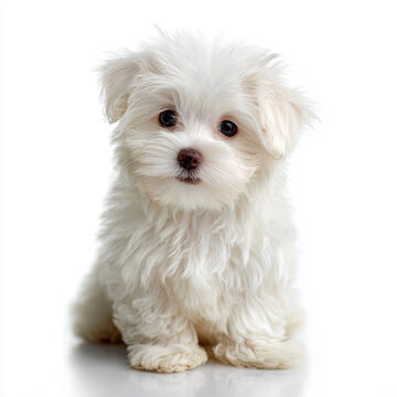 Puppy Maltese lapdog isolated on white background.created with the help of artificial intelligence.