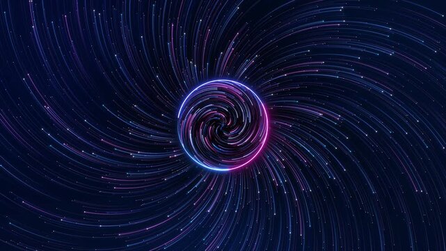 Futuristic Neon Spiral Energy Vortex Background Glowing neon spiral vortex flowing light trails swirl motion digital energy effect. for sci-fi visuals, technology presentations, futuristic themes,