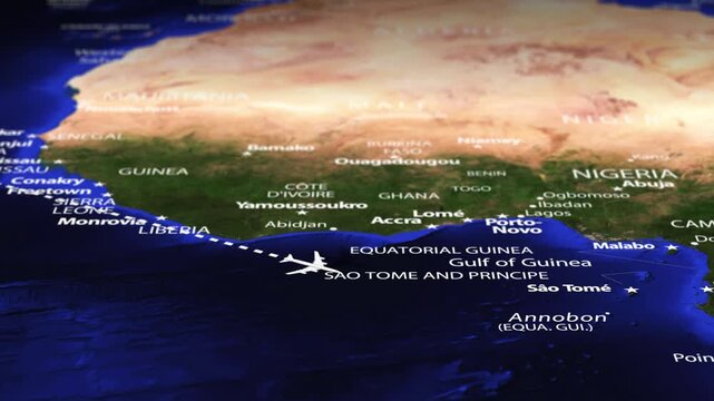 Flight From New York USA to Harare ZIMBABWE with flag pins