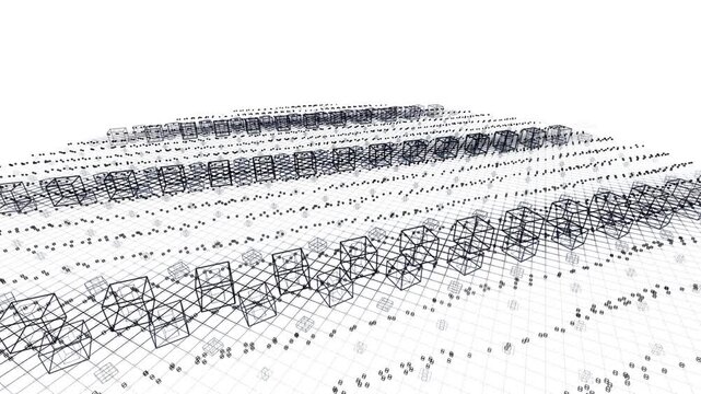 Macro-scale logic gate network undergoing a sweeping mathematical optimization on a clinical white grid. Represents peak algorithmic efficiency. Works as a premium tech presentation background.