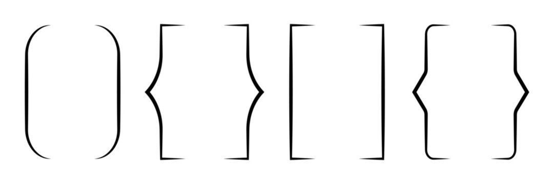 Text brackets, braces, quote, banner icon set