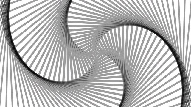 This image features a white spiral pattern that creates an optical illusion. The sharp lines add depth and movement to the visual.