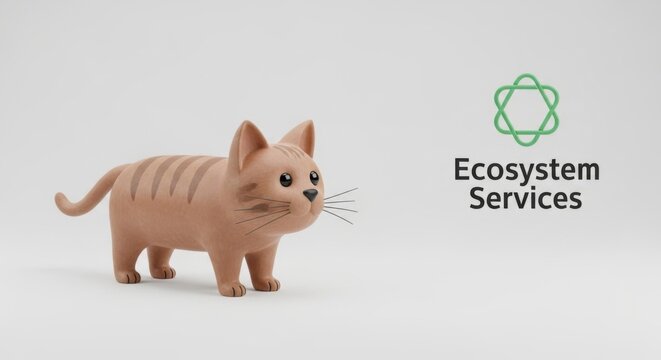 Cute Cat Character Illustration for Ecosystem Services Concept