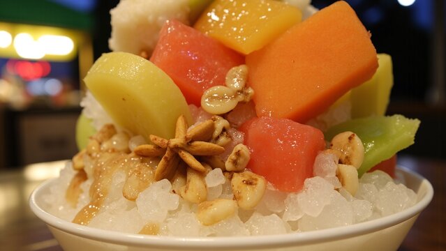 Creamy Es Buah with Coconut and Shaved Ice for Buka Puasa
