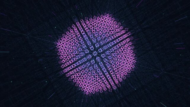 Infinite transparent geometric cubes snap into perfect mathematical alignment with iridescent flashes, visualizing high-speed cryptographic hashing. Great for fintech and blockchain pitch decks.