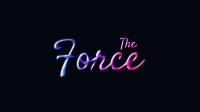 Stylish neon gradient The Force lettering animation with glow, bevel and fractal texture. Perfect for cinematic titles, sci fi themes and modern motion graphics.