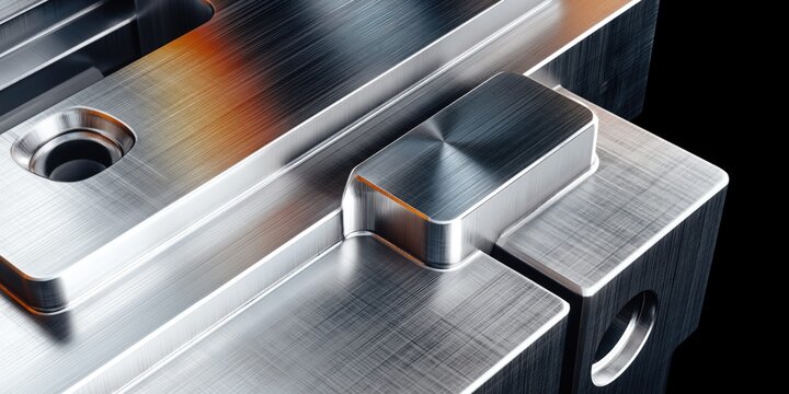 Precision machined metal component with brushed finish and rounded edges