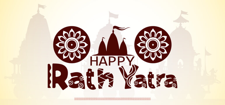 Happy Rath Yatra festival Greeting banner & template. 