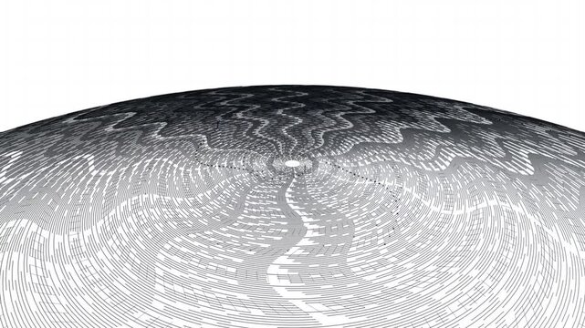 Dark microscopic silicon wafer terraces and fractured data circuits systematically align against a clean white void, decrypting complex information. Ideal for semiconductor and electronics brand 