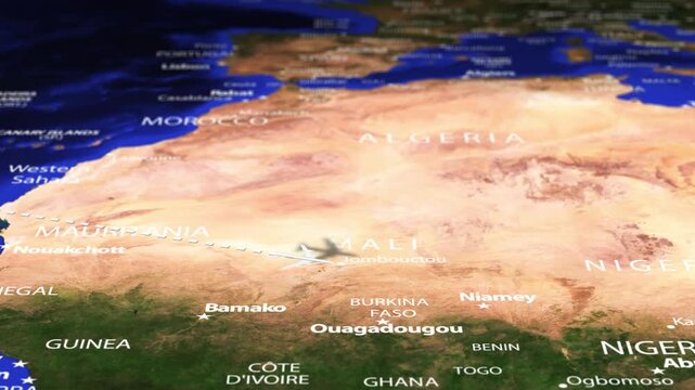 Flight From New York USA to Juba SOUTH SUDAN with flag pins