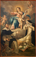 Fototapeta premium Positano - The painting of Madonna with the St. Dominic and St. Rose of Lima in Cathedral Santa Maria Assunta by unknown artist from year 1795