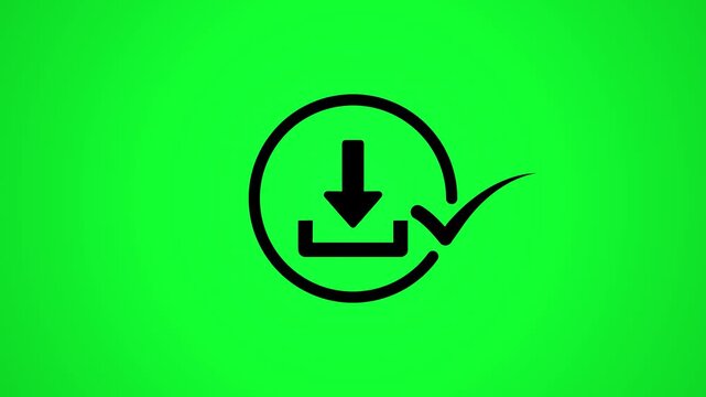 A motion graphic animation of a download icon on a vibrant green screen background, perfect for technology and digital content.