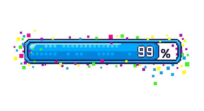 Progress bar illustration with 99 percent showing digital completion
