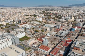 Obraz premium Aerial view of central Athens cityscape with buildings and rooftops, Greece