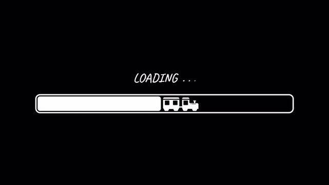 Cute Cartoon Train Loading Animation with Transparent Background