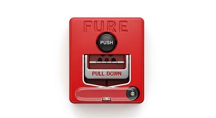 Fototapeta premium Red fire alarm system on white background isolated safety device