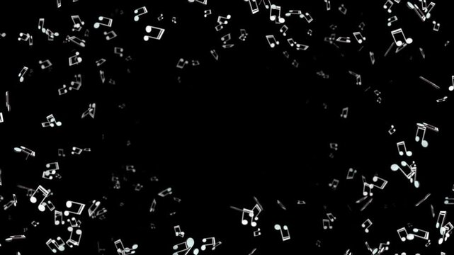 Falling Musical Notes Animation Background, on Alpha Channel, Loop
