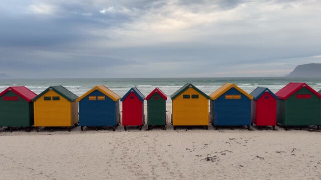 MuIzenberg Beach with its world famous colourful beach huts.
Cape Town, South Africa