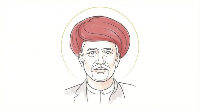 Mahatma Jyotiba Phule Portrait Isolated on White Background, Indian Social Reformer Jayanti Concept