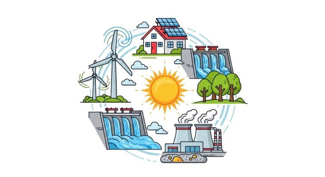 Renewable Energy Sources and Sustainability Concept Illustration