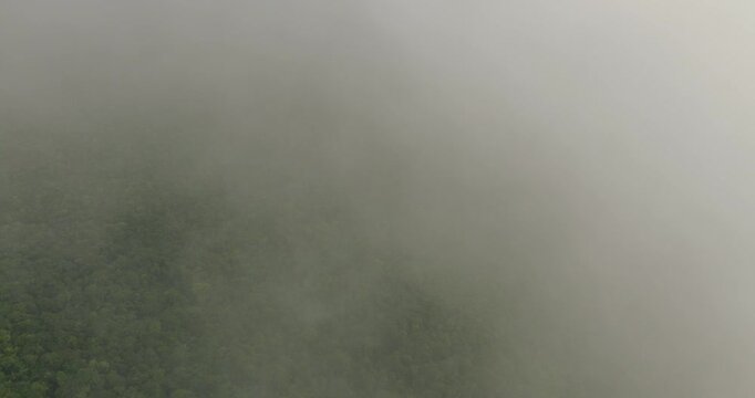 Rio Churun Through Low Clouds In Canaima National Park, Venezuela - Drone Shot