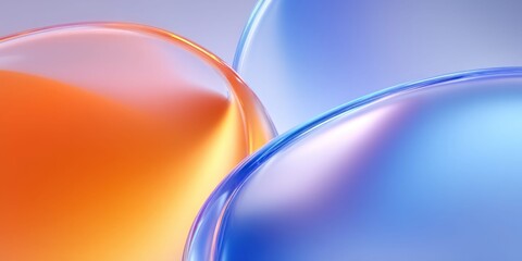 Naklejka premium Abstract smooth glass spheres with vibrant orange and blue colors, soft lighting