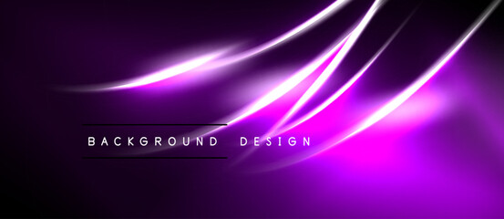 Naklejka premium Abstract purple background features flowing light streaks. Modern design elements create dynamic visual impact. Simple, elegant presentation.