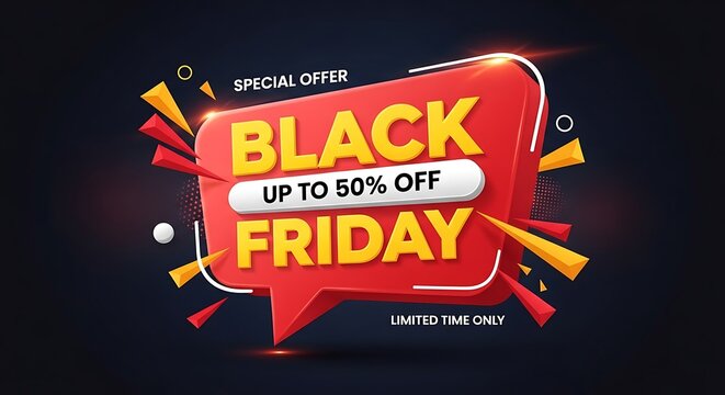 Black friday sale advertisement up to 50 off limited time offer