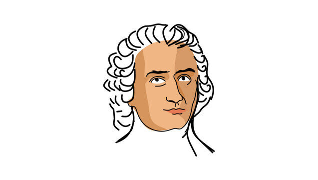 Jean-Jacques Rousseau portrait, flat vector illustration