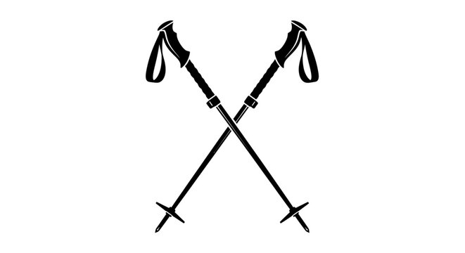 Black ski poles crossed together.