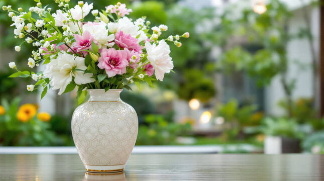 beautiful flower vase background with roses