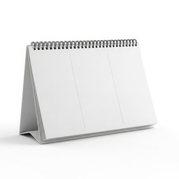 A white desk calendar with a spiral binding isolated on transparent background