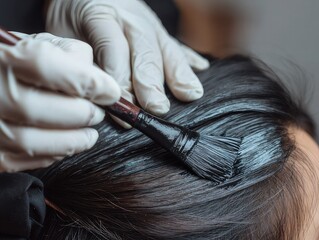 Naklejka premium Professional Hair Dye Application Close Up