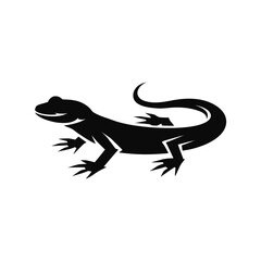 Fototapeta premium Black lizard silhouette, reptile icon, animal symbol, vector graphic