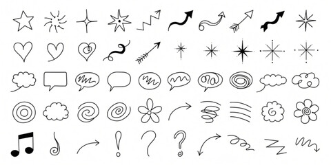 Various speech bubbles and icons are floating in the air.