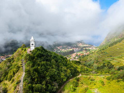 Aerial view of Capelinha de Nossa Senhora de F�tima in S�o Vicente Madeira