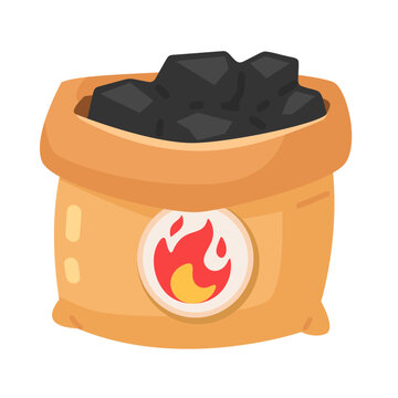 Bag of Coal Illustration Energy Source for Heating and Winter Fuel Supply Concept