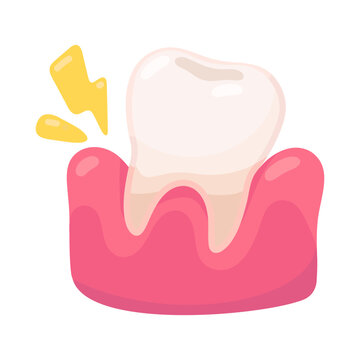 Aching Tooth in Gums with Lightning Illustration for Dental Health Awareness and Prevention
