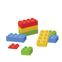 Fototapeta premium Colorful plastic building blocks toy set for kids