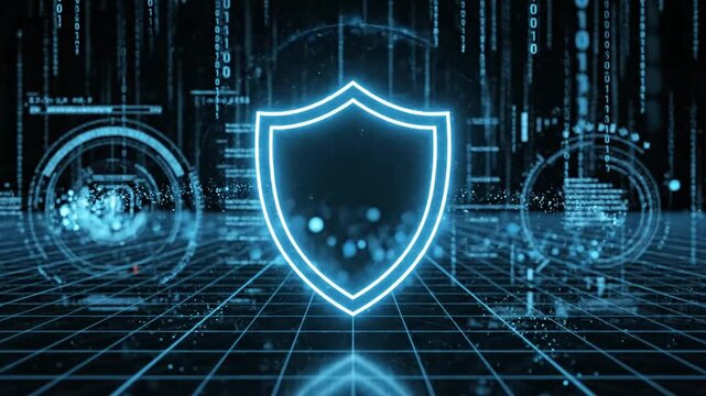 Blue digital shield protecting data in binary code network