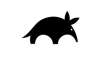 Fototapeta premium Aardvark Black Silhouette Minimalist Logo Icon Vector Illustration on White Background