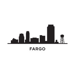 Obraz premium Silhouette of fargo city skyline with prominent buildings and water tower