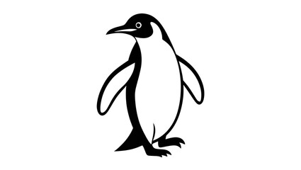 Fototapeta premium Black and White Standing Penguin Bird with Curved Wings and Beak