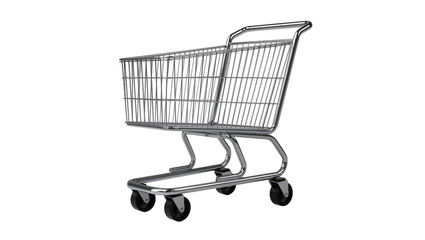 Shiny metallic shopping cart with wire basket and chrome handle © Isabel