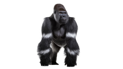 Muscular Silverback Gorilla Standing Facing Forward © Elena